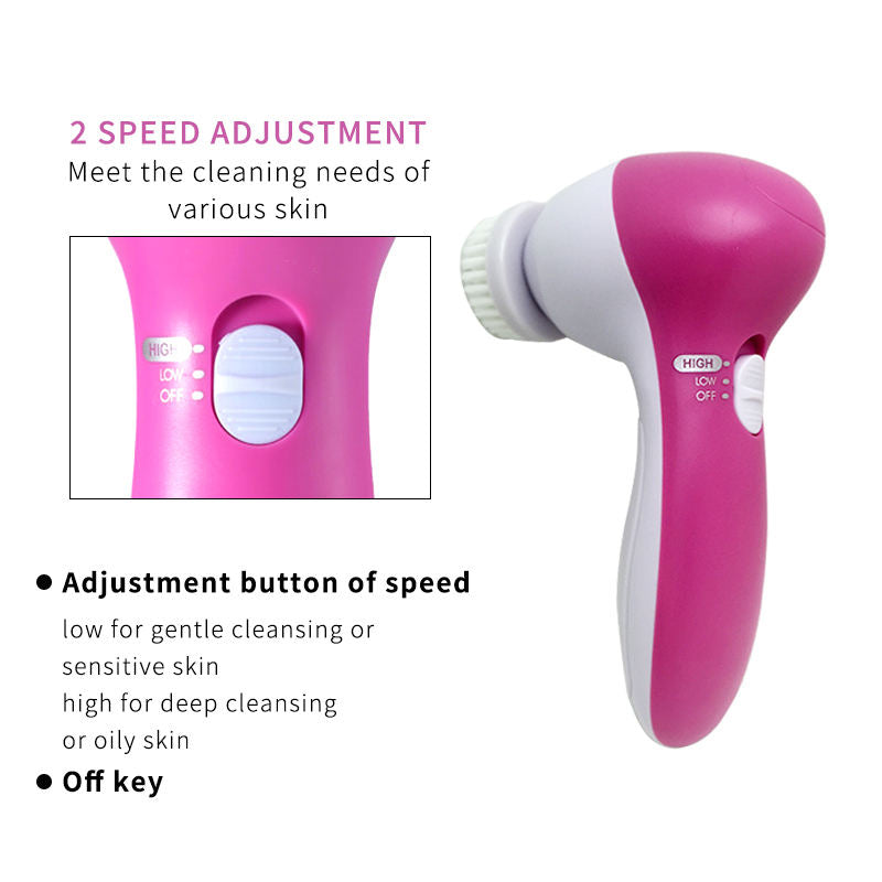 5-in-1 Electric Facial Cleaner, Deep Cleanser for Blackheads, Long Last Smudge Proof Eyebrow Pen Prep Tool