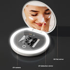Travel Makeup UV Mirror Sunscreen Testing Camera with Light, 2X Magnification, 3.5in Compact Pocket Size