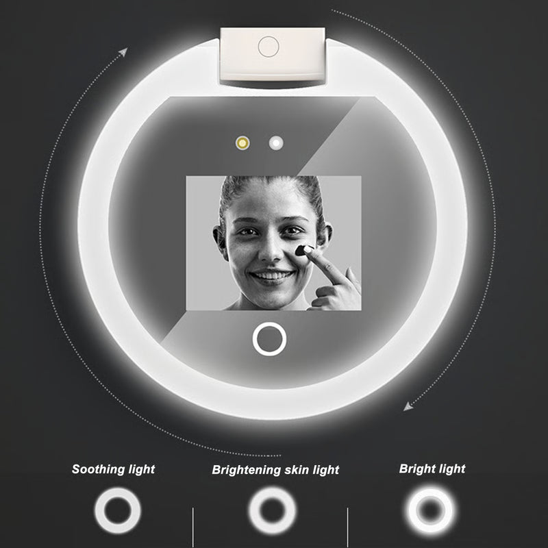 Travel Makeup UV Mirror Sunscreen Testing Camera with Light, 2X Magnification, 3.5in Compact Pocket Size