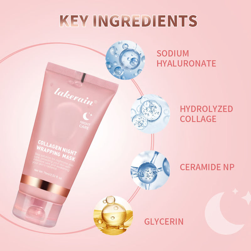 Collagen Overnight Wrapping Peel Off Facial Mask, Elasticity Hydration Care, Deep Firming, Reduces Sagging, Dullness