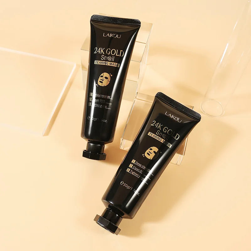 24K Gold Peeling Face Mask, Blackhead Removal Facial Tear Off Mask, Snail Secretion Filtrate Skin Care Anti-Wrinkle