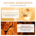24K Gold Peeling Face Mask, Blackhead Removal Facial Tear Off Mask, Snail Secretion Filtrate Skin Care Anti-Wrinkle